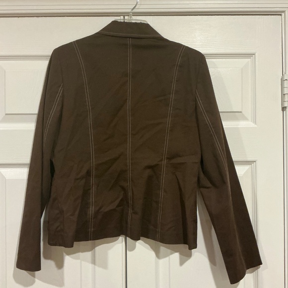 Ideology dark brown tailored jacket with white stitching size 8 - Picture 3 of 9